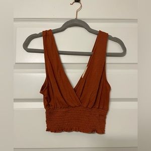 Orange urban outfitters deep v cross top; size XS